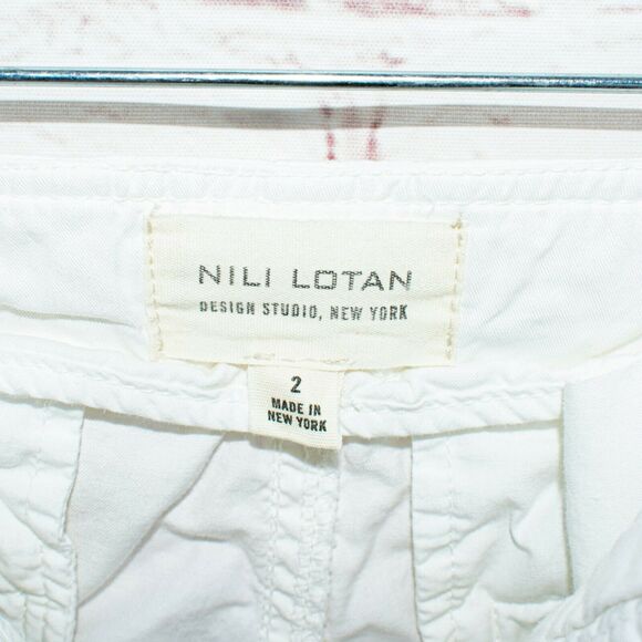 NILI LOTAN Cropped Drawstring Pants White Cotton Made in USA 28w size 2 - Picture 2 of 9